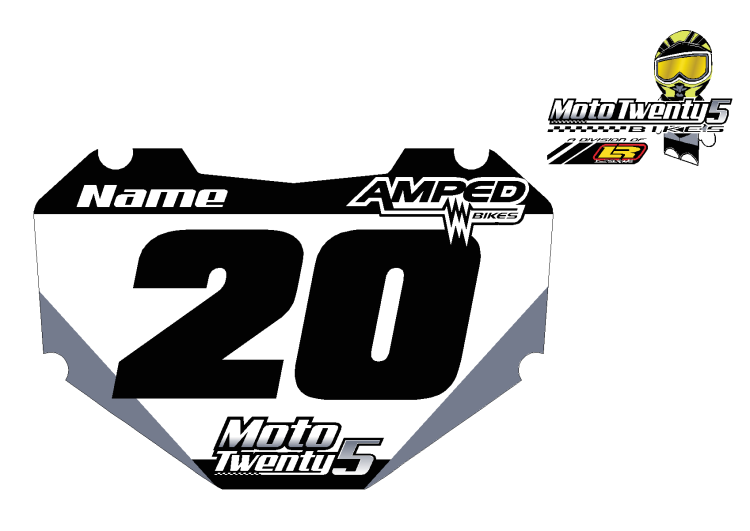 Amped A20 Pro Front Number board decal Amped A20 Pro Front Number board decal