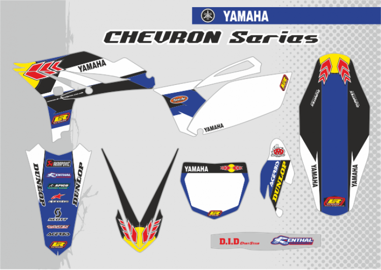 YAMAHA CHEVRON DECAL KIT - BLACK / BLUE